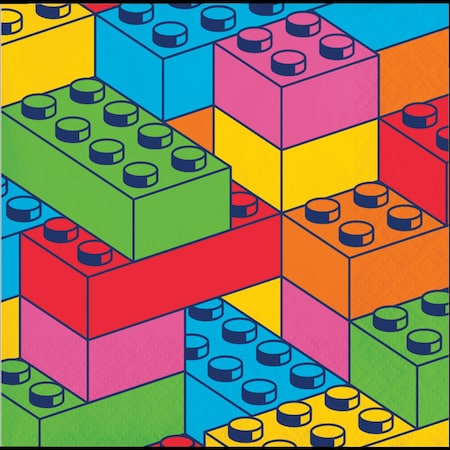 Creative Converting Block Bash Toy Blocks Beverage Napkins, 192PK 372482